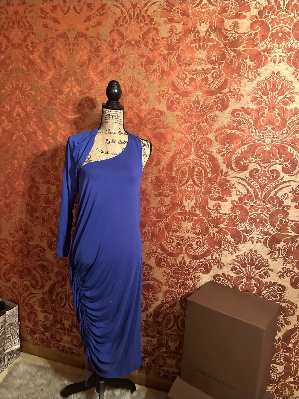 Eloquii Royal Blue One-Shoulder Asymmetrical Midi Dress